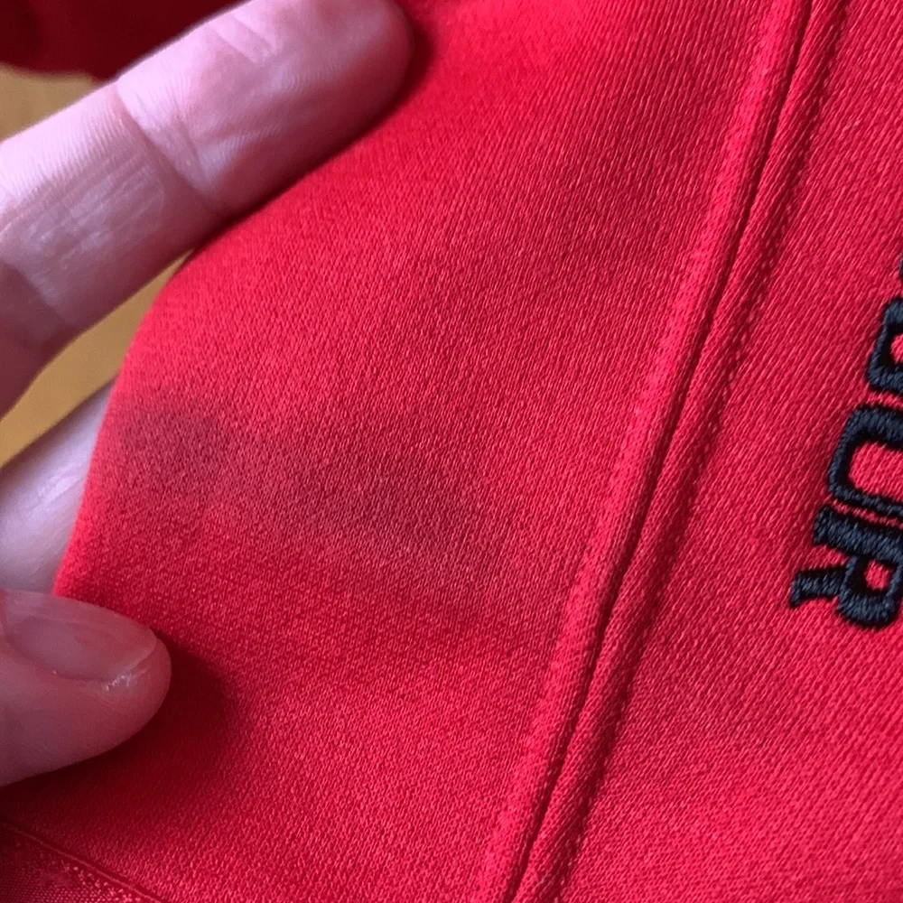Under Armour LARGE men’s warm red fleece lined full zip jacket stand collar VGUC